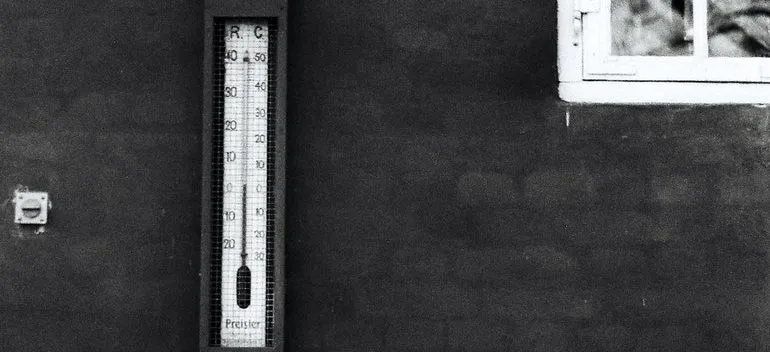 Thermometer on a wall.