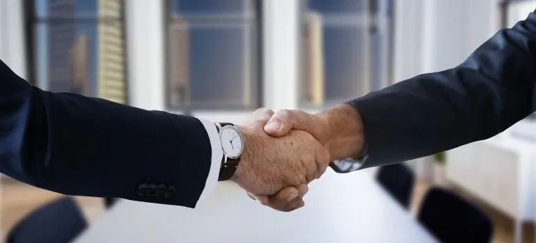 A close up of a handshake. 