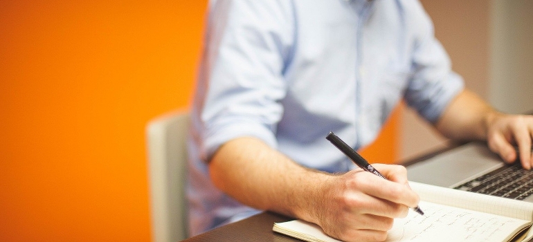 A man writing