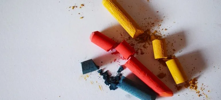 Colored chalk used to label and pack heavy items for shipping
