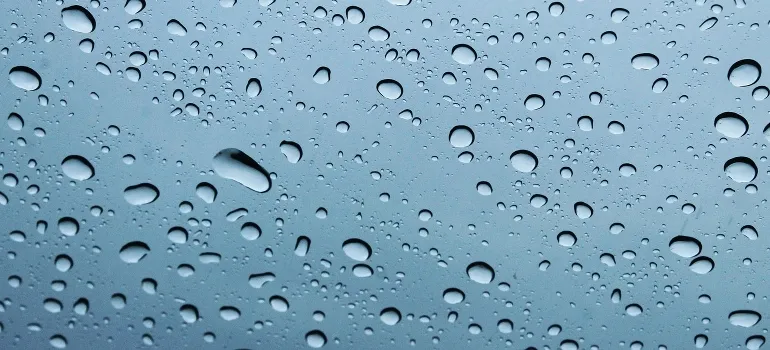 water droplets on a metal surface