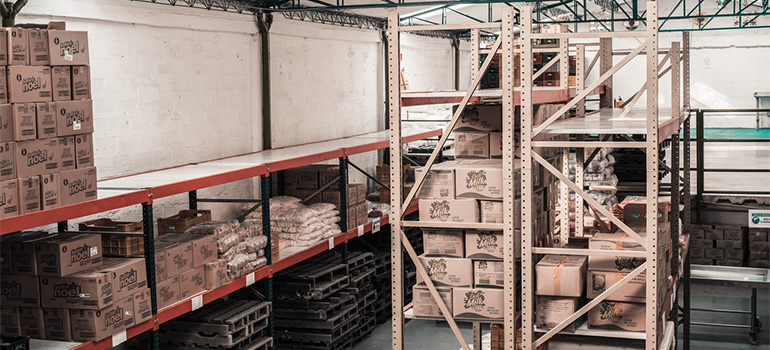 A storage unit filled with boxes