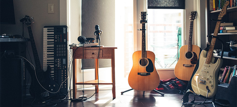 Musical insturments in a room