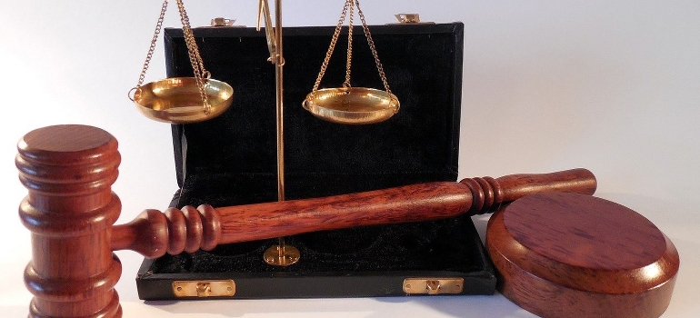 a hammer and a scale representing justice