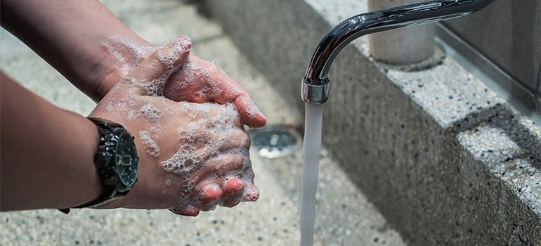 A man washing hands