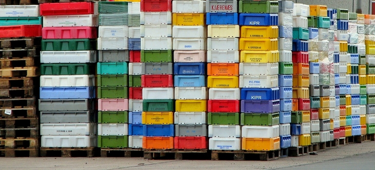 a stack of plastics containers
