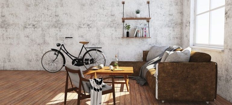 Brown living room furniture.