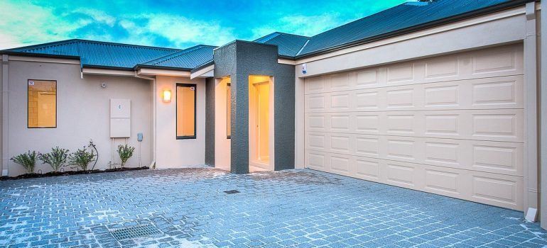A close-up of a real estate property.