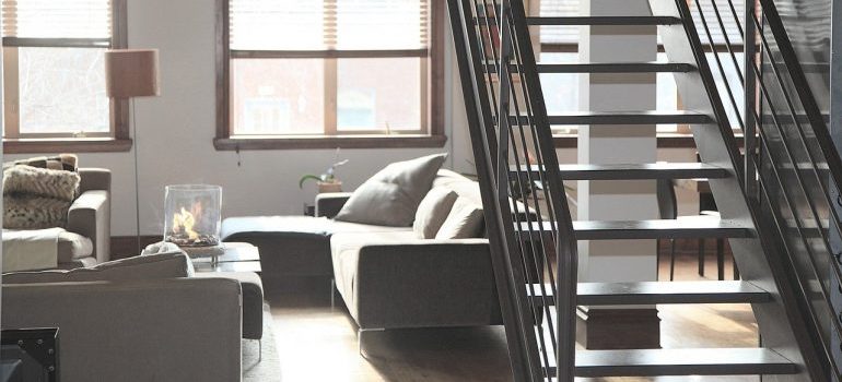 An apartment with stairs.