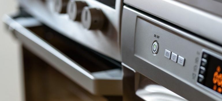 A close up of two stoves.