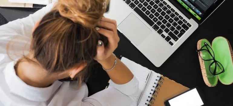 A young woman stressing out.