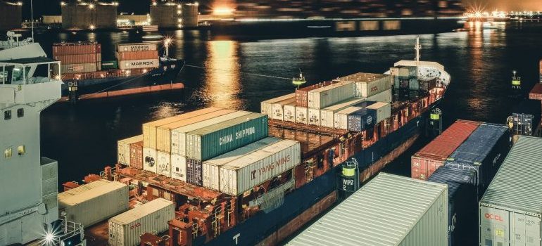 a freighter storing items before shipping them