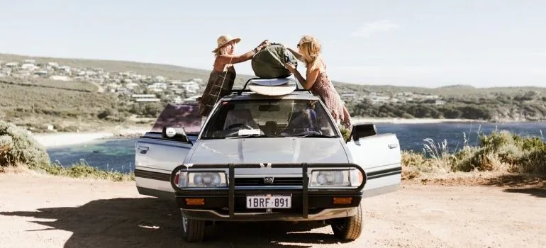 Friends taking a vacation after moving