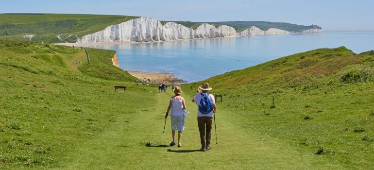 Two people hiking