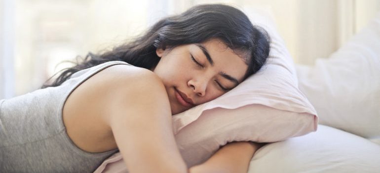 A woman sleeping.