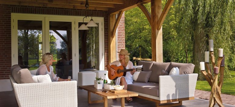 women on a patio
