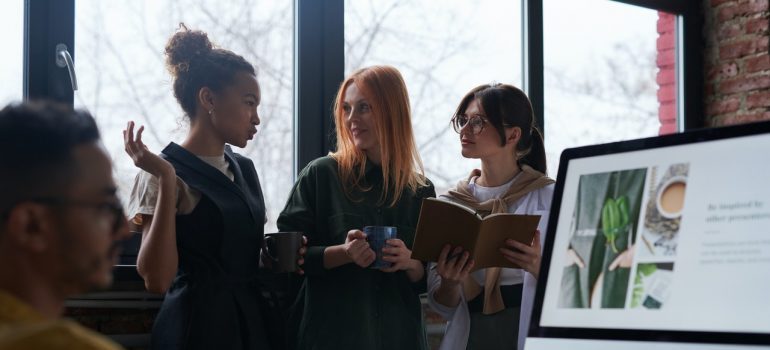 A group of people talking