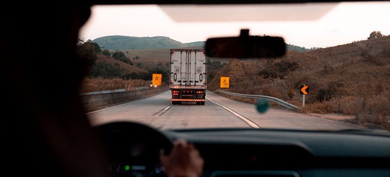 car following a truck