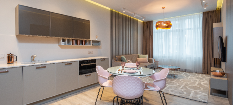 dining room with pastel tones