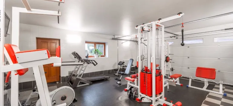 A gym in a basement