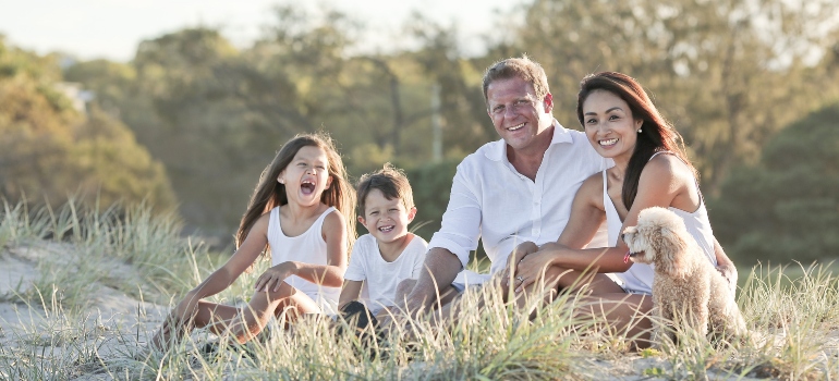 a family outdoors