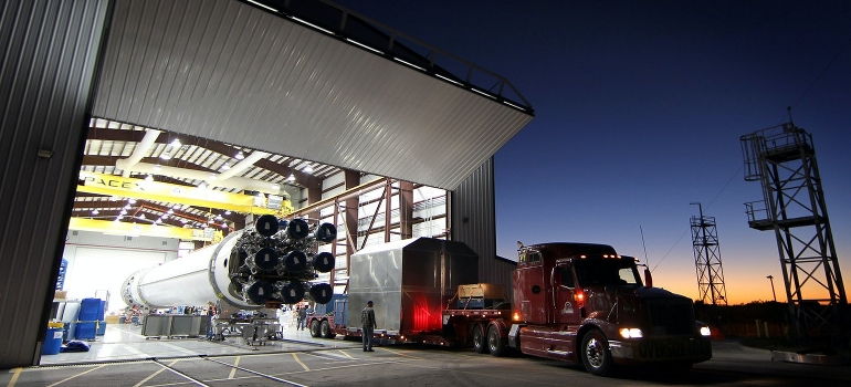 warehouse and a truck