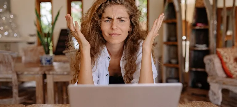 woman showing frustrations on her face