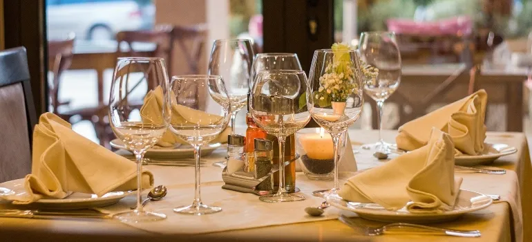 a table in a restaurant