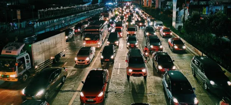 vehicles stuck in traffic