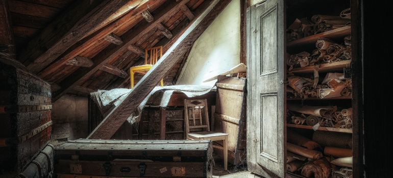cluttered attic