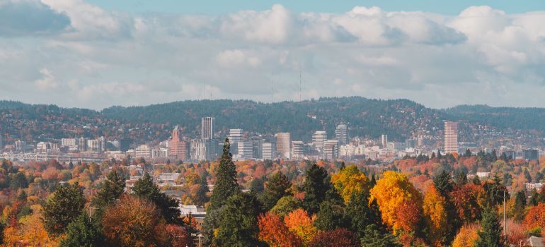panoramic view of Portland Oregon after moving from Washington