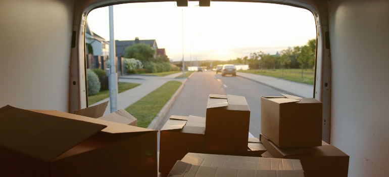 loaded moving van with boxes