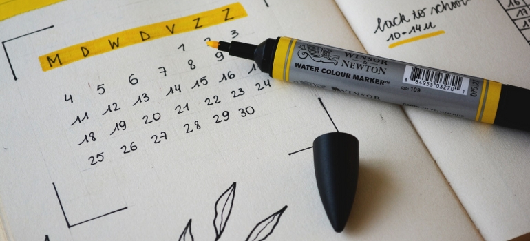 Black marker on notebook