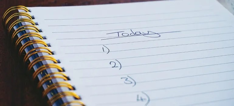 A list, which is good to have when moving by yourself to Seattle
