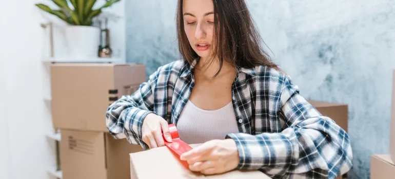 A woman packing