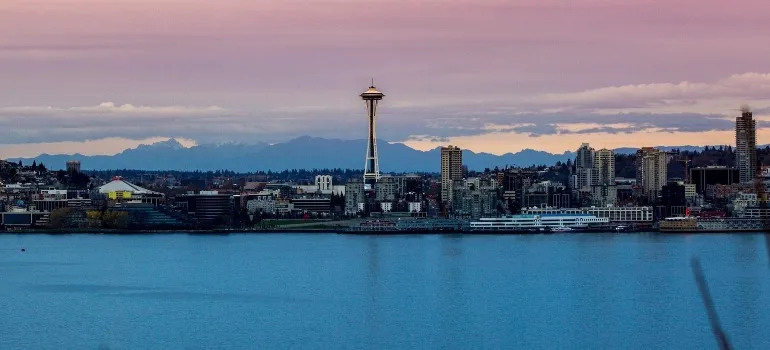 the city of Seattle at night 