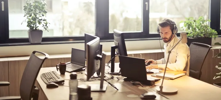 a man working in an office