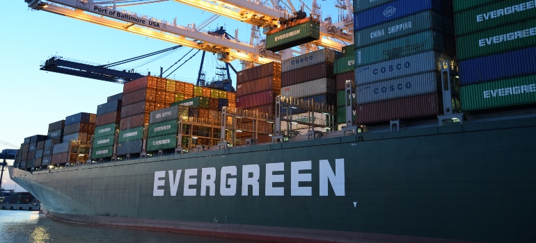 A cargo ship with containers on it