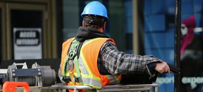 A man with security equipment