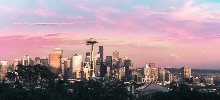 Panorama of Seattle where movers Bothell WA operate
