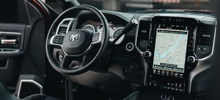 An interior of a truck that is shipping your car to Seattle