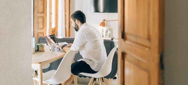 A Man Working alone