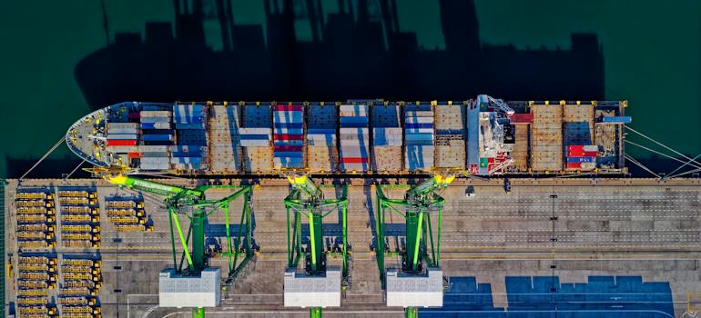 Aerial view of cargo ship