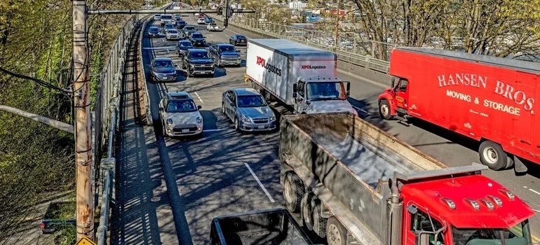 Hansen Bros truck on the road 