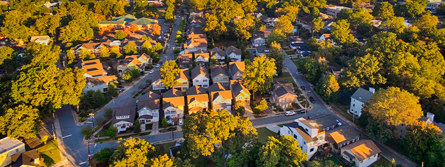 Charlotte city: neighborhood aerial view